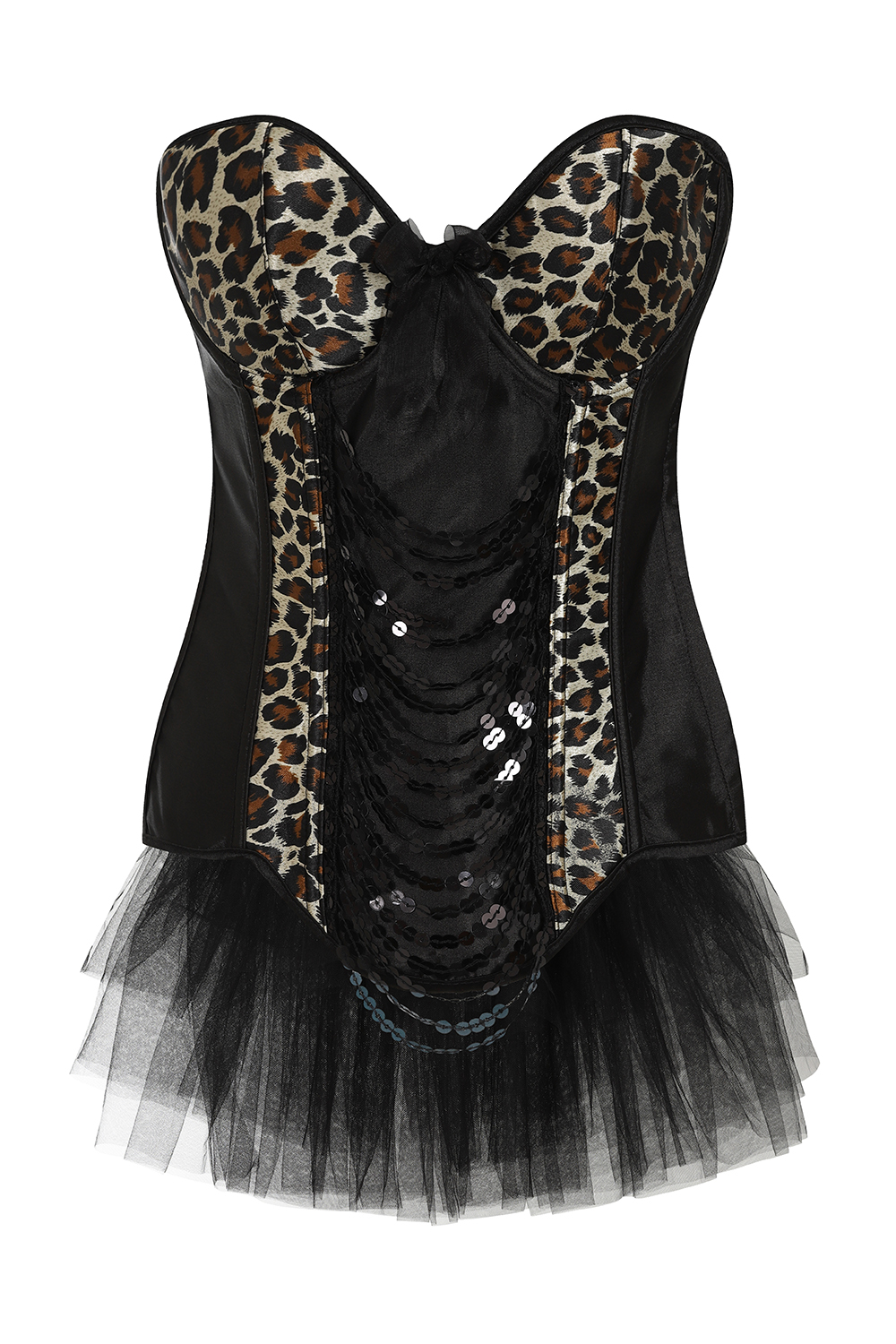 Leopard Sequin Corset with Skirt